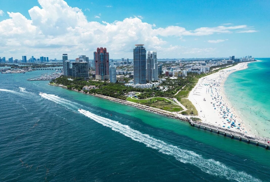 Miami photo from drone, you can see all the beach and panoramic view