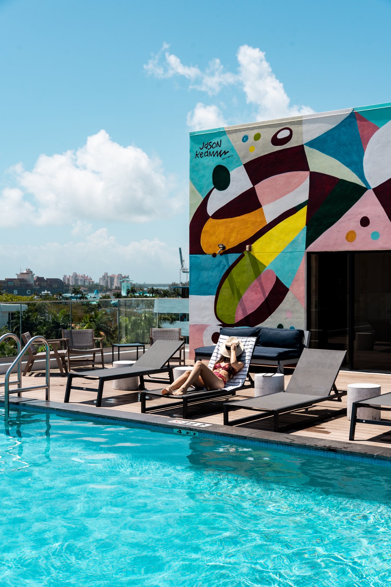 Upsun Hotel's exclusive rooftop pool with a view of Miami