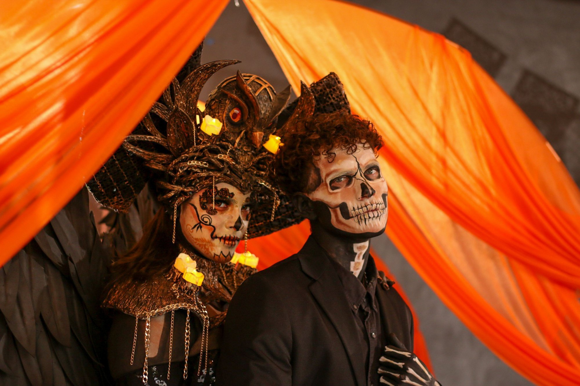2 people in halloween costumes